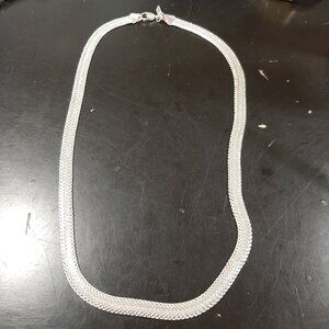 Napier Silver Tone Herringbone Chain Necklace 20"  Men Women